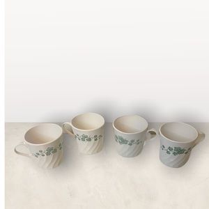Set of 4 Vintage Corning Ware Callaway Green Ivy Tea Cups